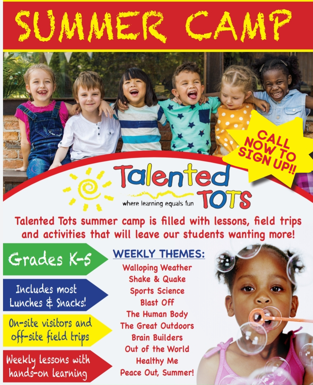 Summer Camp at Talented Tots Academy, Daycare, and Preschool in the